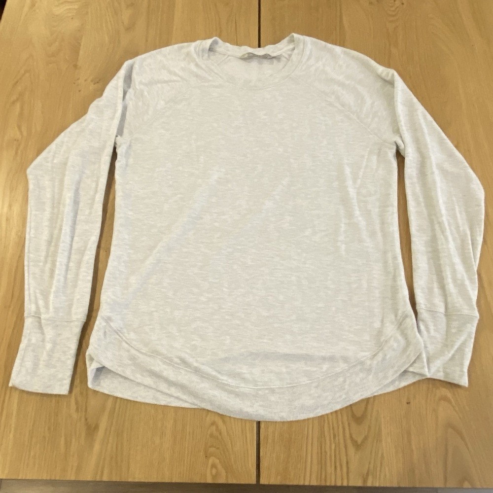 ATHLETA Mindset Top Tee Shirt Heathered Gray Marled Rounded Knit‎ Yoga Sz MT